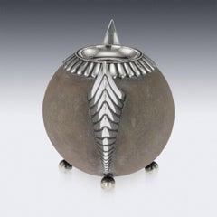 Russischer Faberge Silbermontierter Streichholzhalter aus Sandstein, 19. Jahrhundert, um 1890