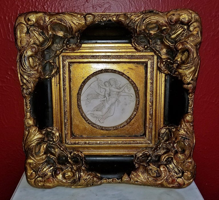 19th Century Russian Framed Marble Plaques Pair of Angels at 1stDibs