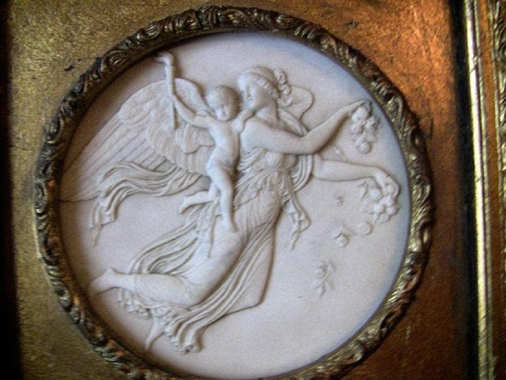 Neoclassical Revival 19th Century Russian Framed Marble Plaques Pair of Angels