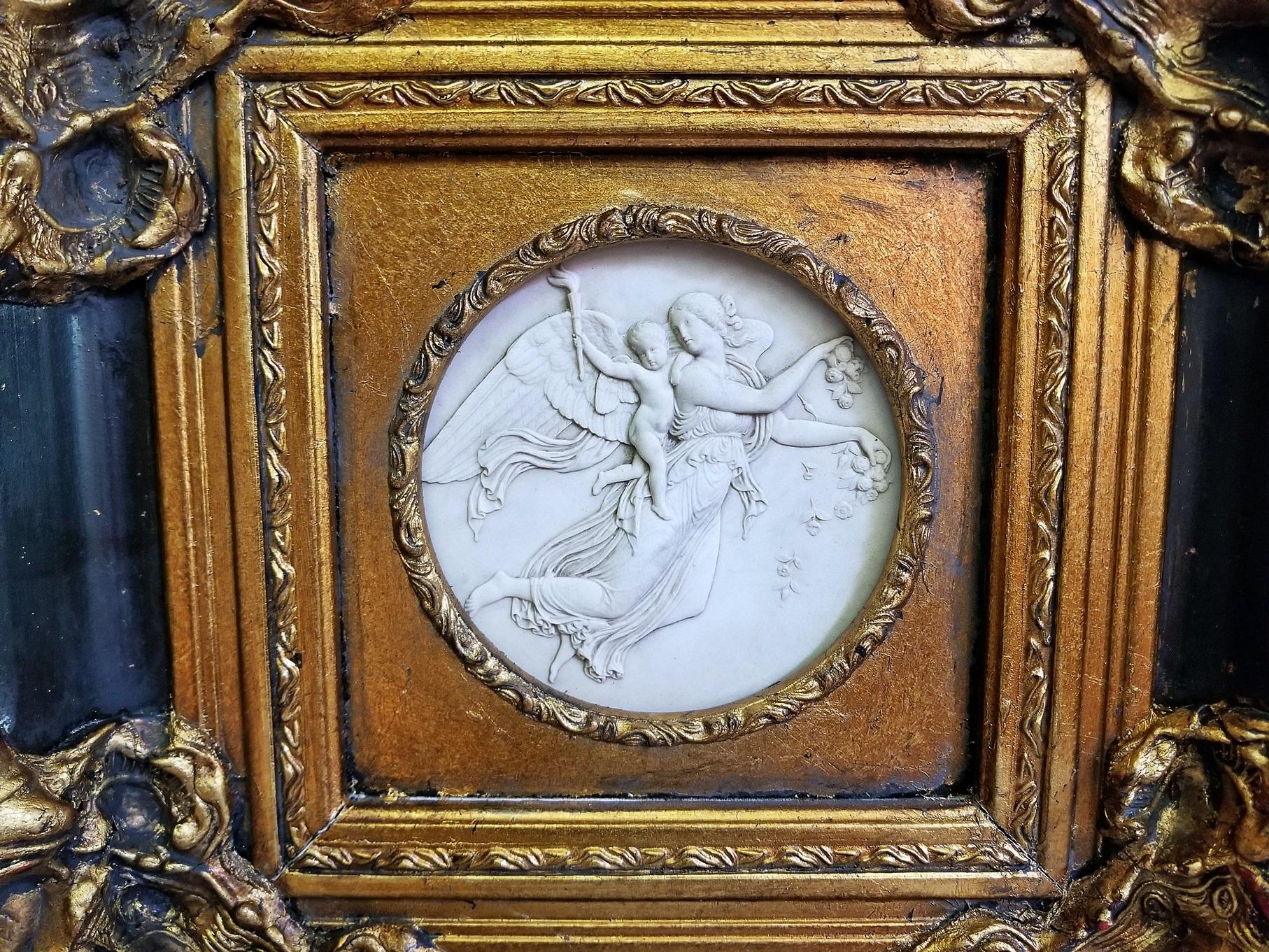 19th Century Russian Framed Marble Plaques Pair of Angels 3