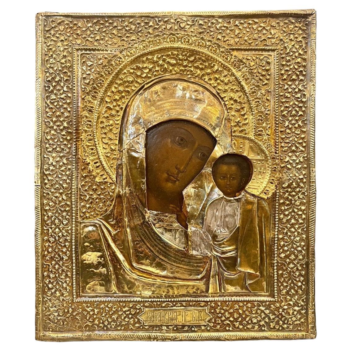 19th Century Russian Icon from the Moscow School, depicting "Our Lady of Kazan" For Sale