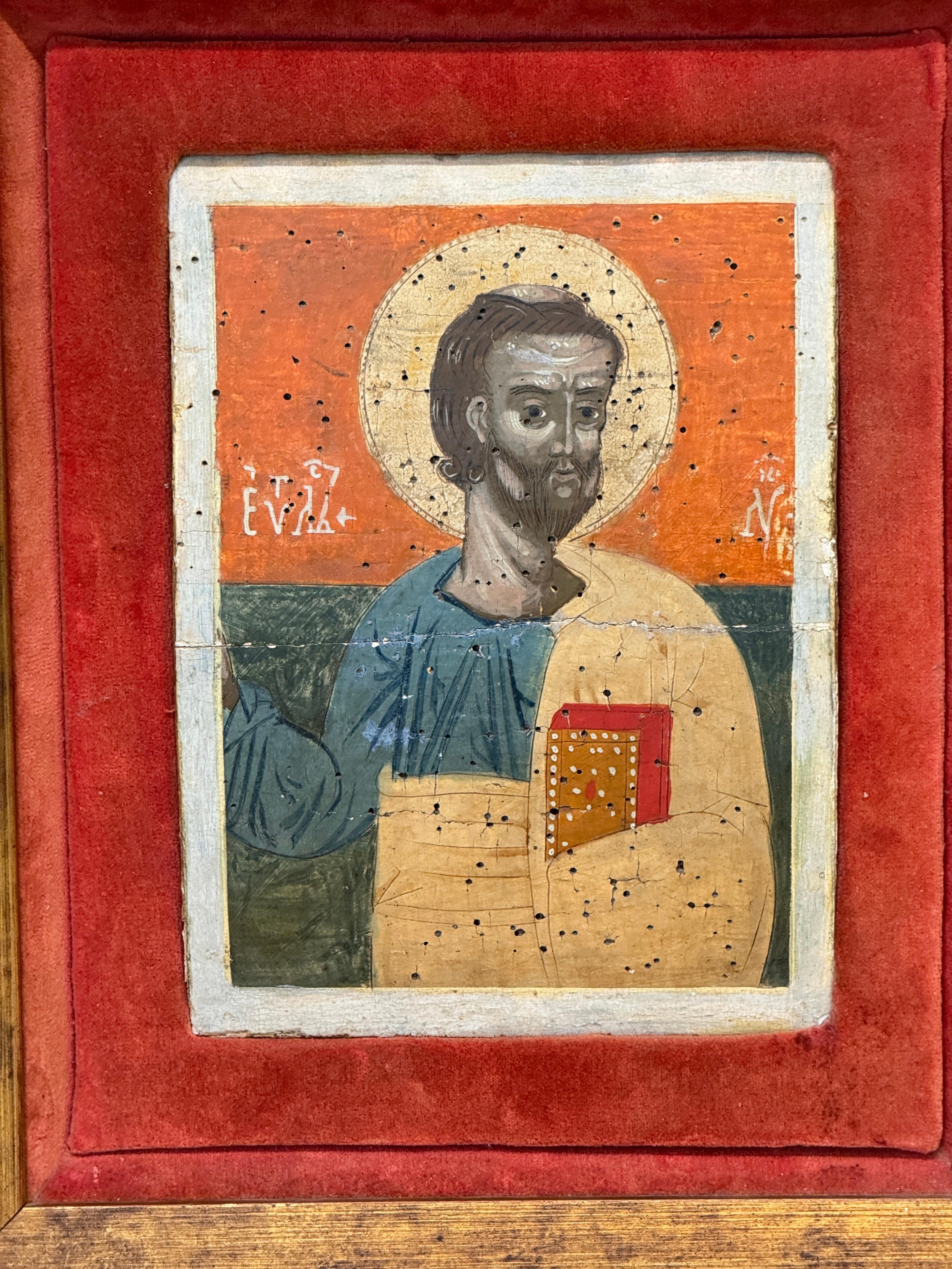 19th Century Russian Icon of St. Luke the Evangelist In Good Condition For Sale In Charlottesville, VA