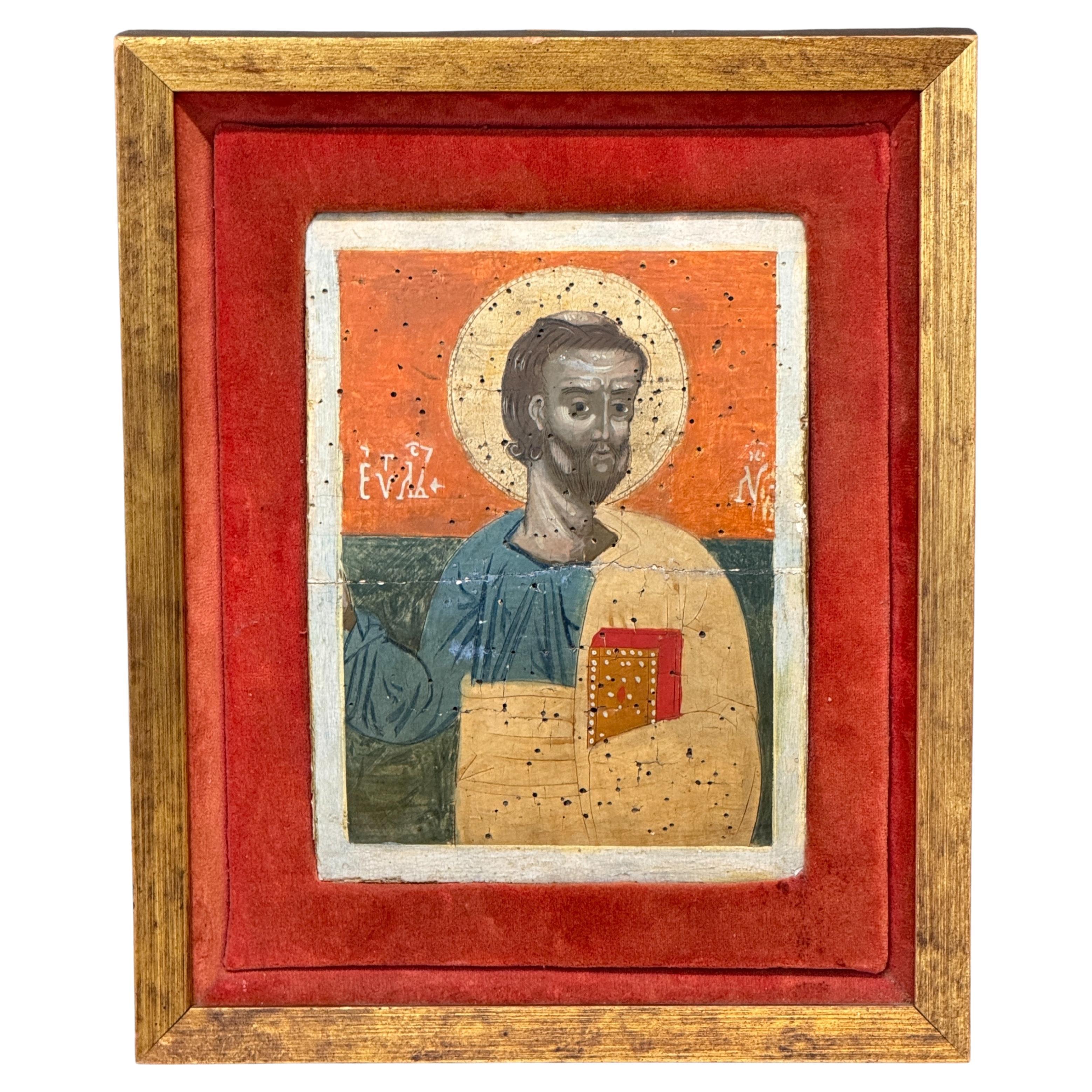 19th Century Russian Icon of St. Luke the Evangelist For Sale