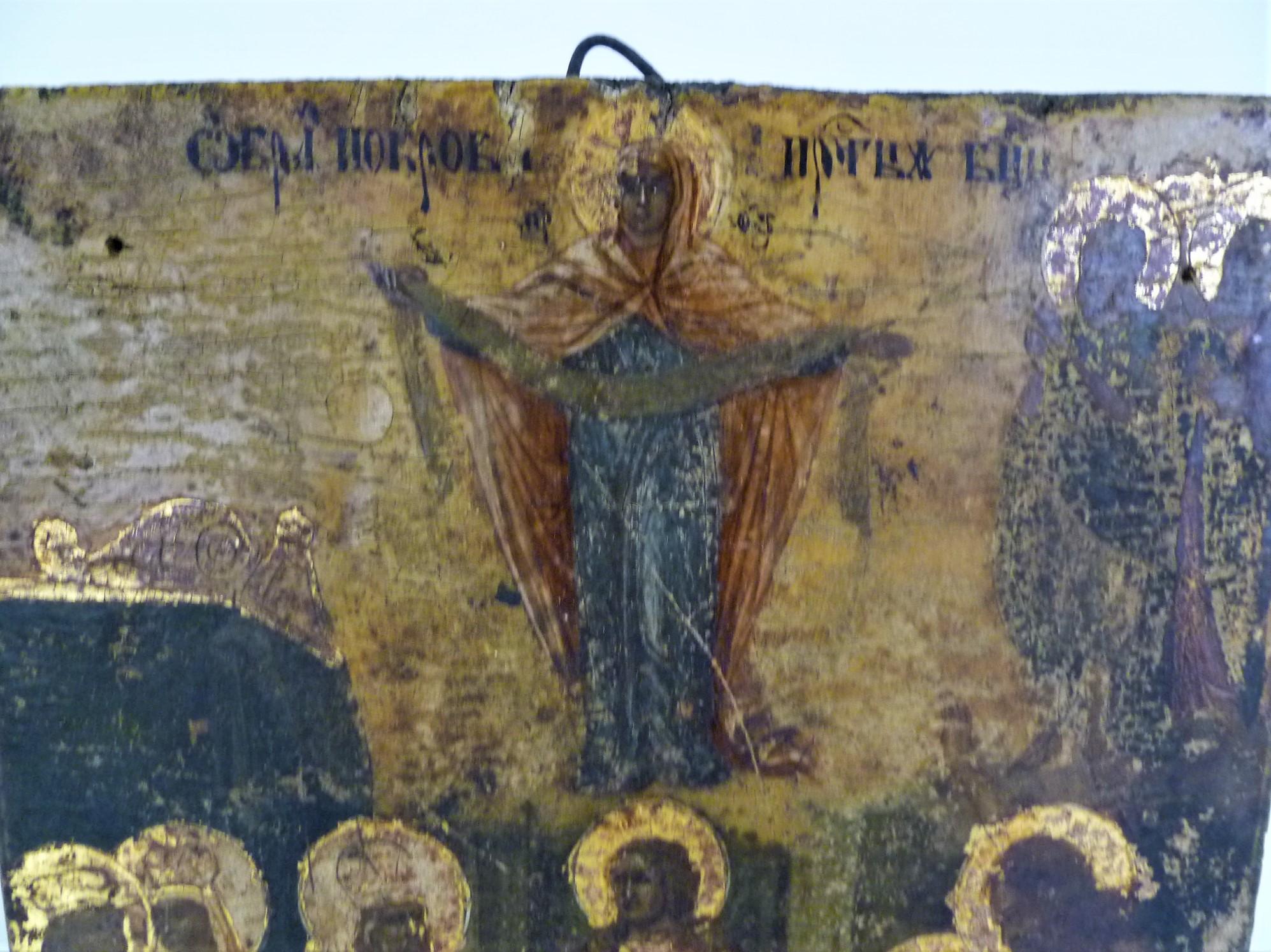 19th Century Russian Icon of The Protection of the Mother of God, Theotokos In Distressed Condition In Miami, FL