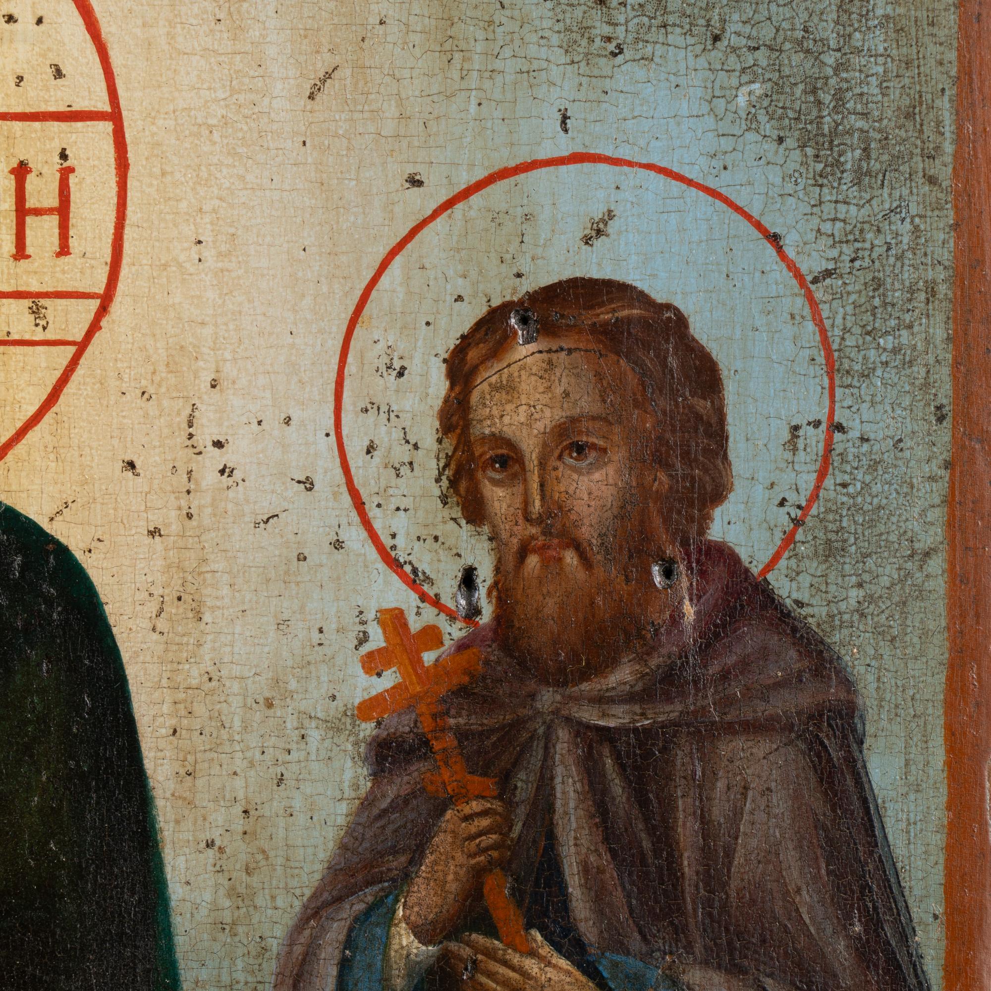 19th Century Russian Icon of Virgin Mary and Christ Child Painted on Board 7