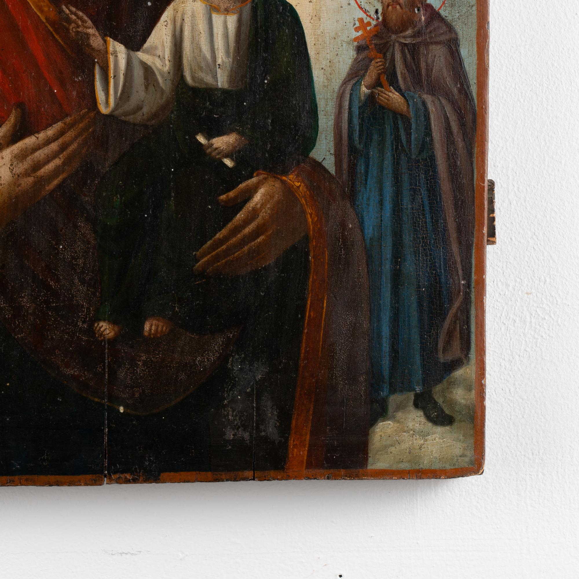 19th Century Russian Icon of Virgin Mary and Christ Child Painted on Board 3