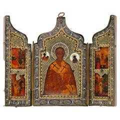 19th Century Russian Icon Triptych