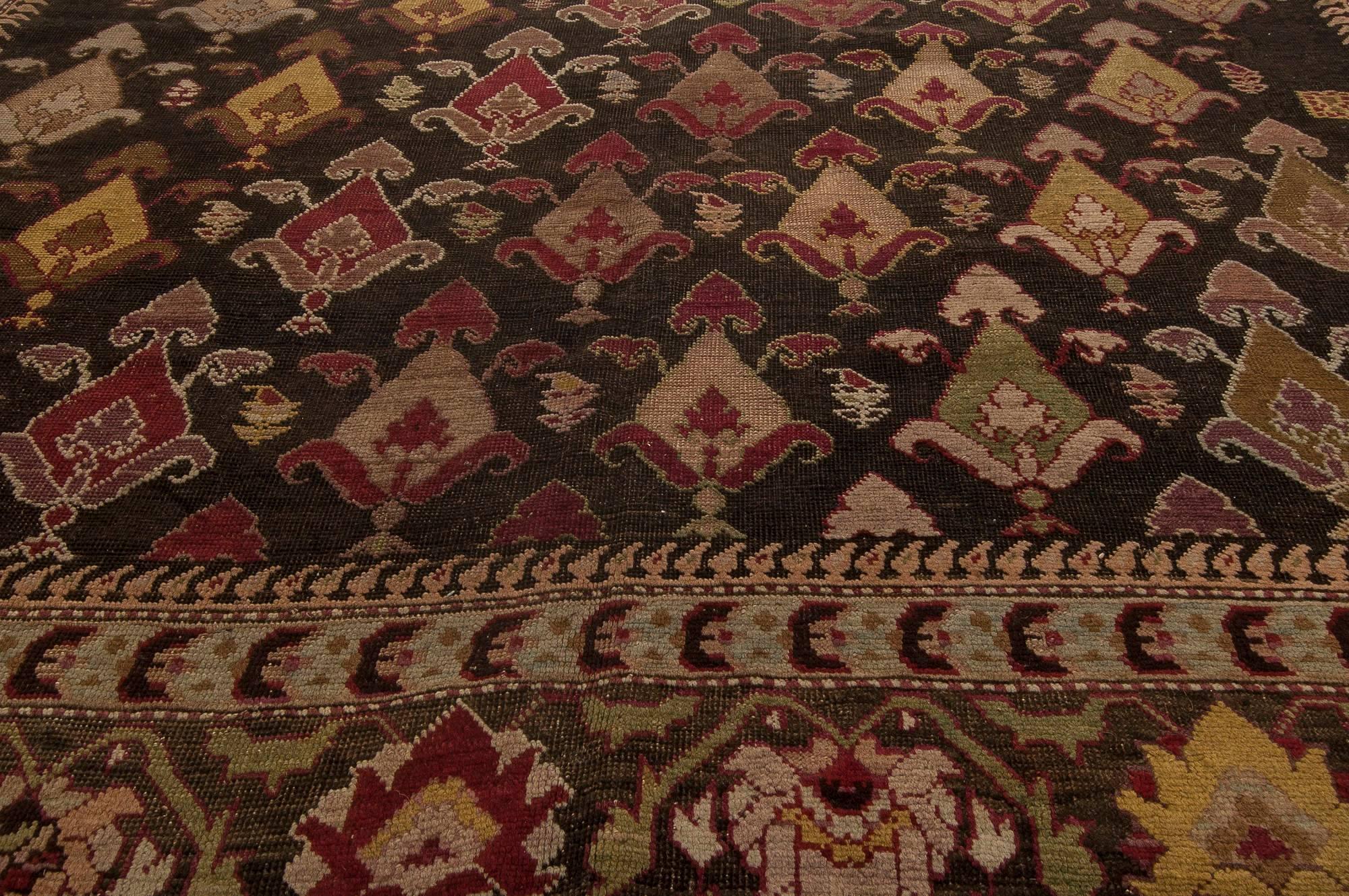 Hand-Knotted 19th Century Russian Karabagh Handmade Wool Rug For Sale