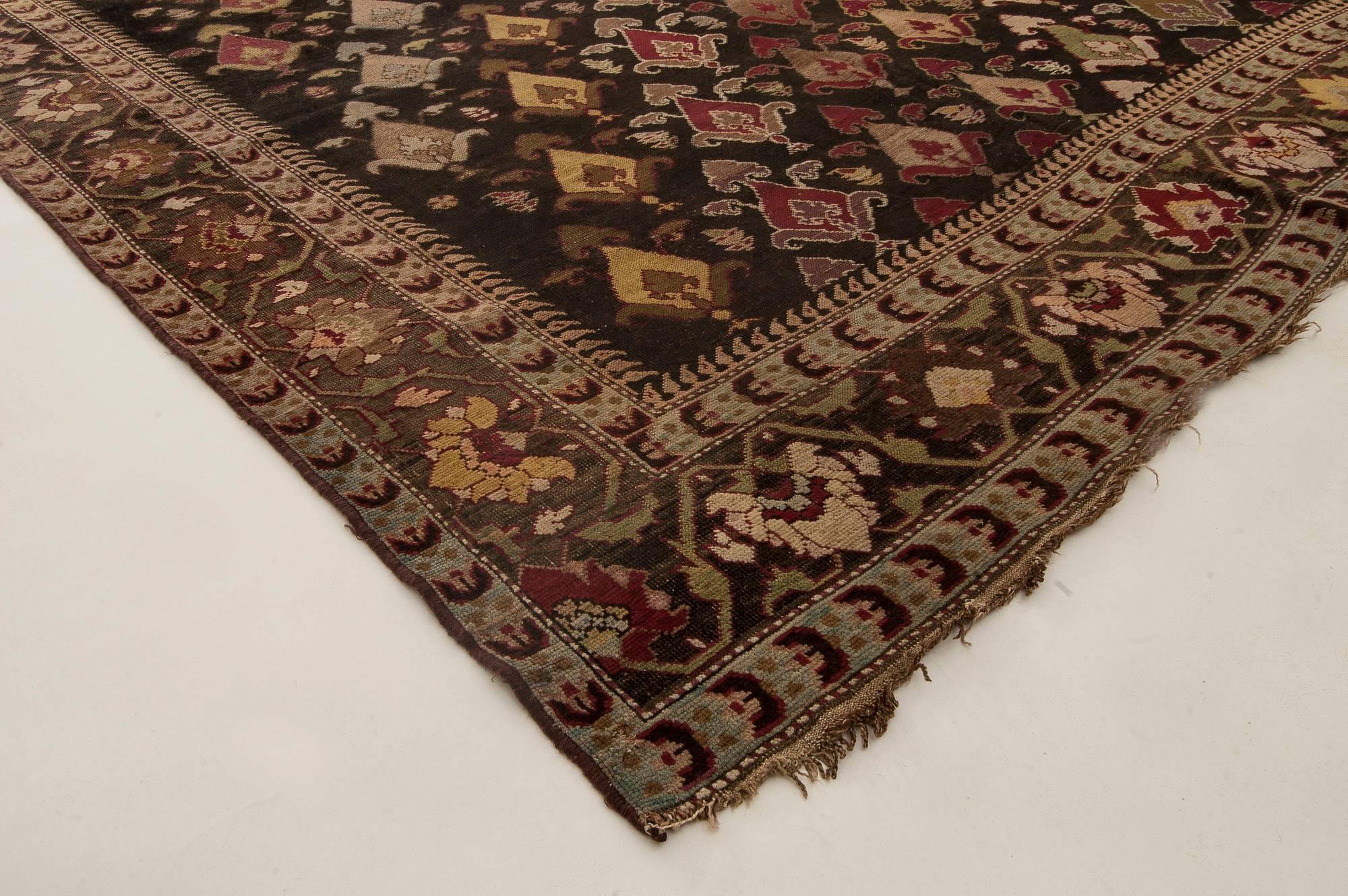 19th Century Russian Karabagh Handmade Wool Rug For Sale 3