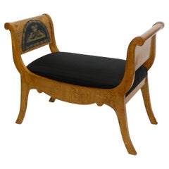 19th Century Russian Karelian Birchwood Bench Boulle Mounts