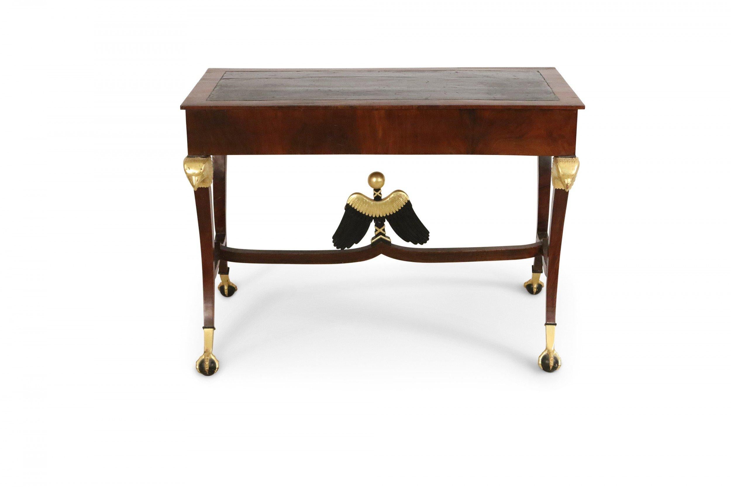 19th Century Russian Mahogany and Gilt Eagle Design Leather Top Desk In Good Condition For Sale In New York, NY