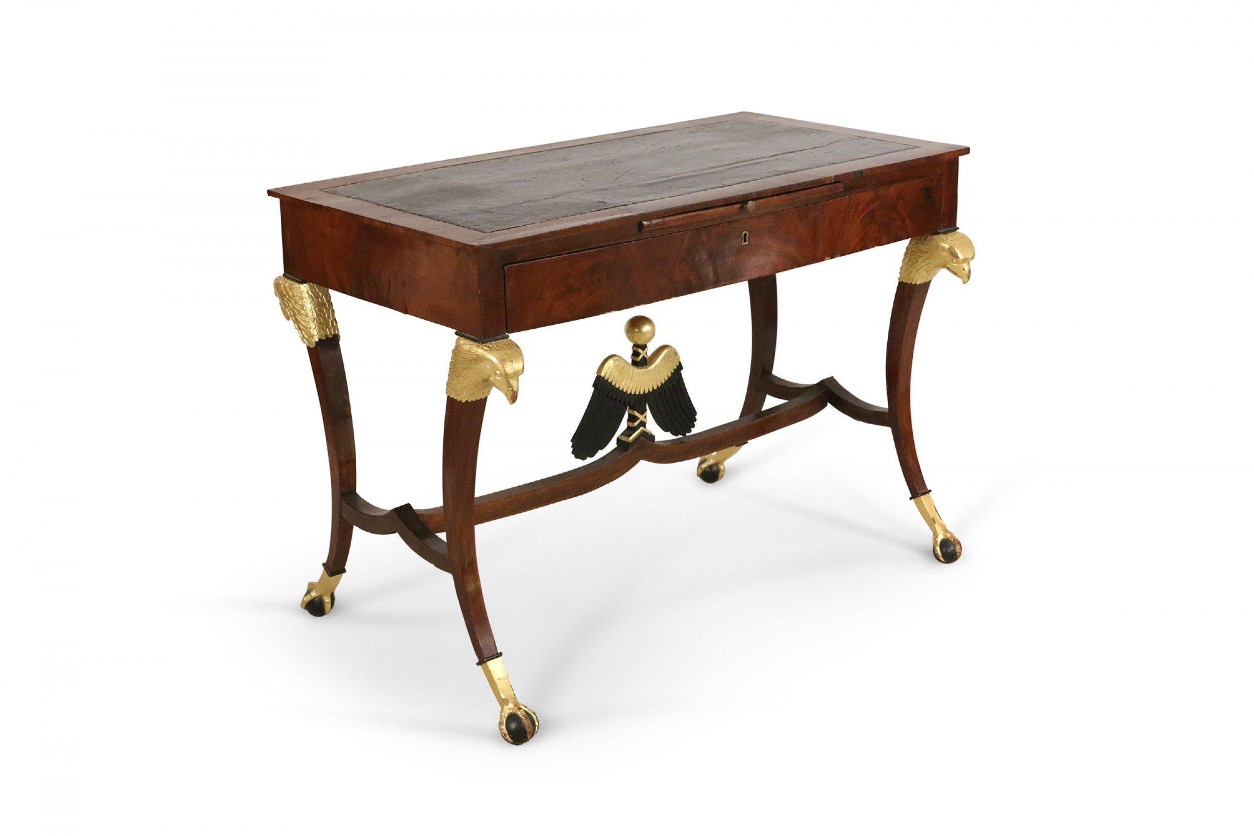 19th Century Russian Mahogany and Gilt Eagle Design Leather Top Desk For Sale 3