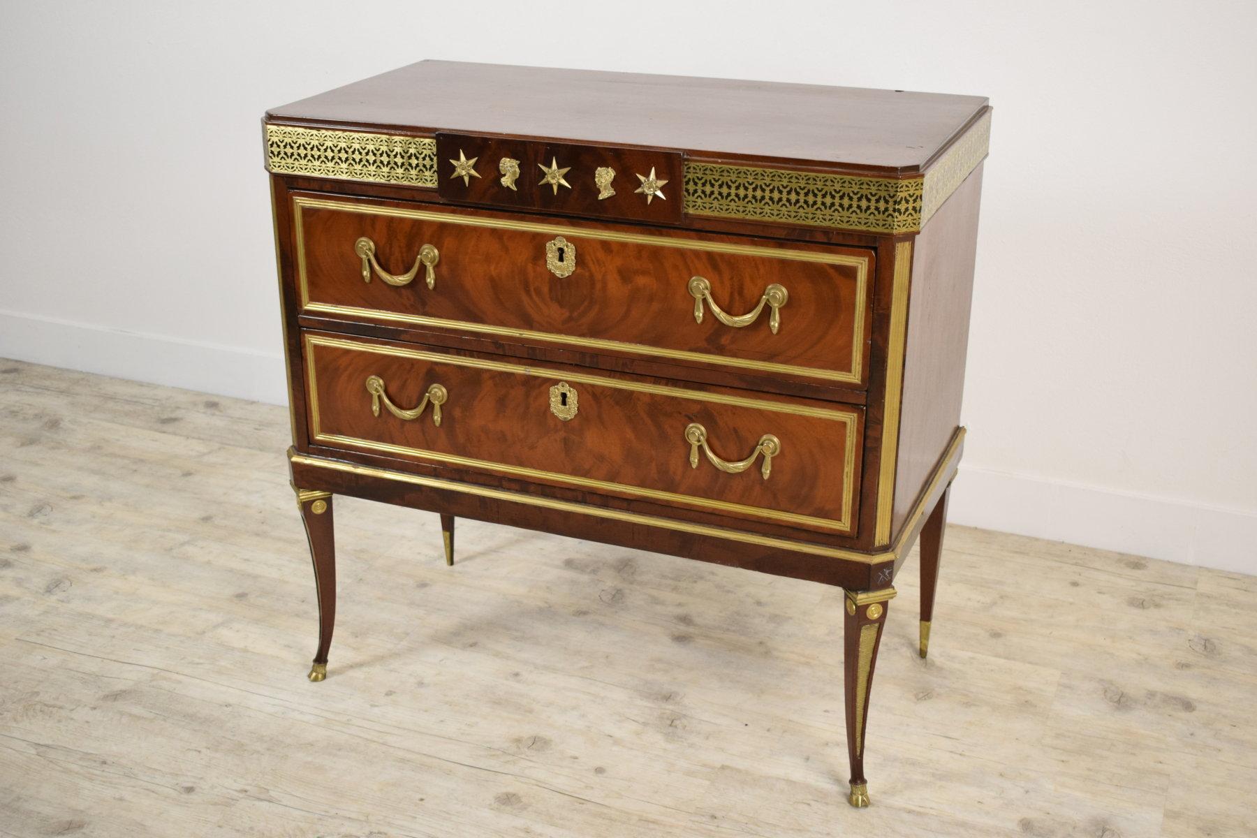 Empire 19th Century, Russian Chest of Drawers with Gilded Bronzes