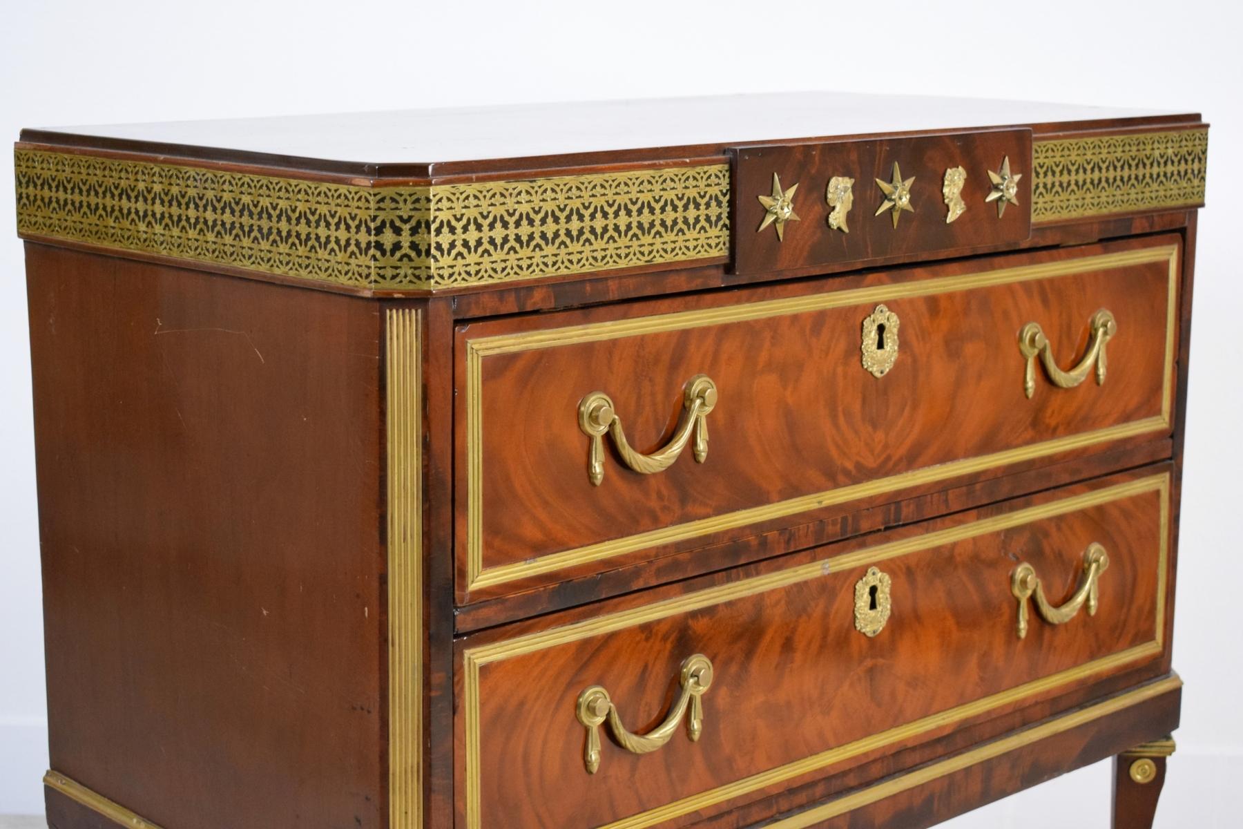Metal 19th Century, Russian Chest of Drawers with Gilded Bronzes