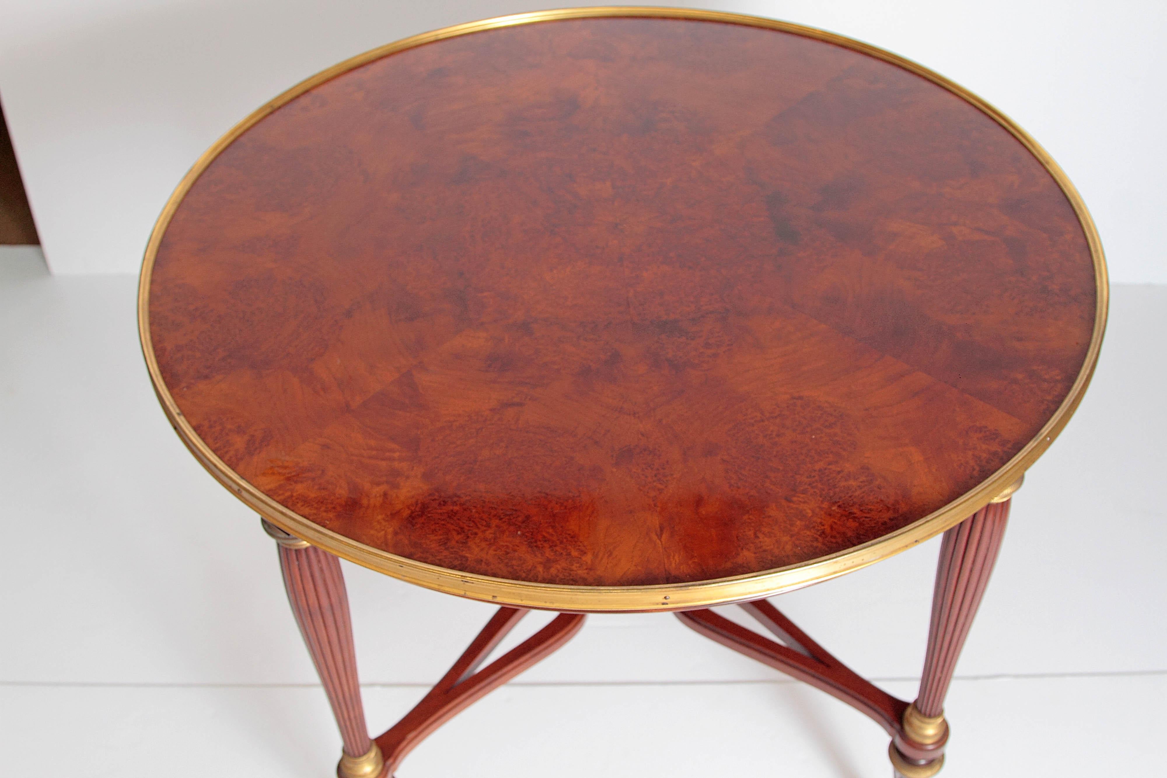 Hand-Carved 19th Century Russian Neoclassical Centre Table with Burled Walnut Top