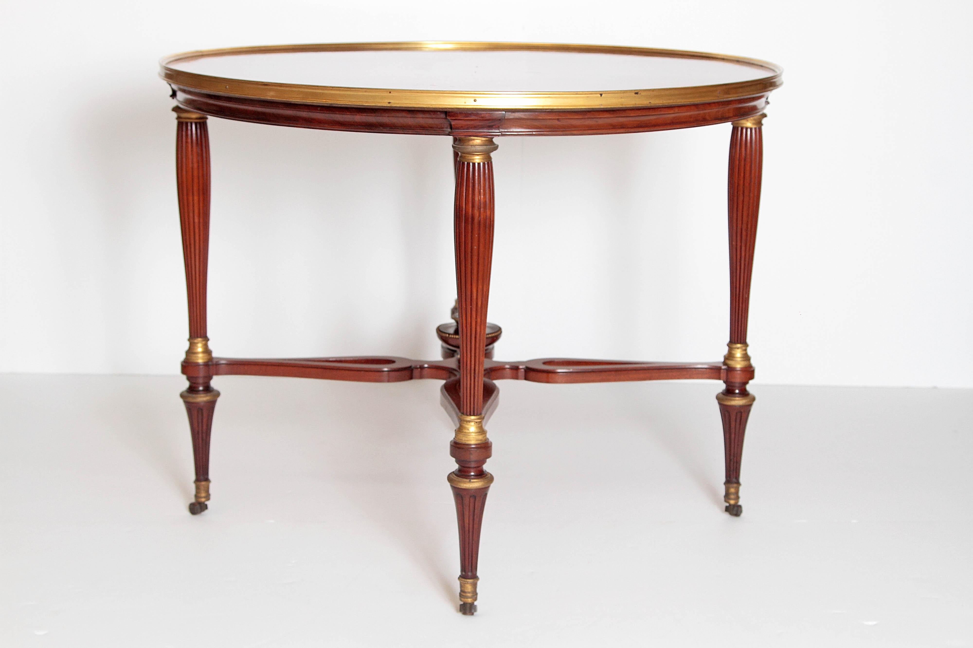 Bronze 19th Century Russian Neoclassical Centre Table with Burled Walnut Top