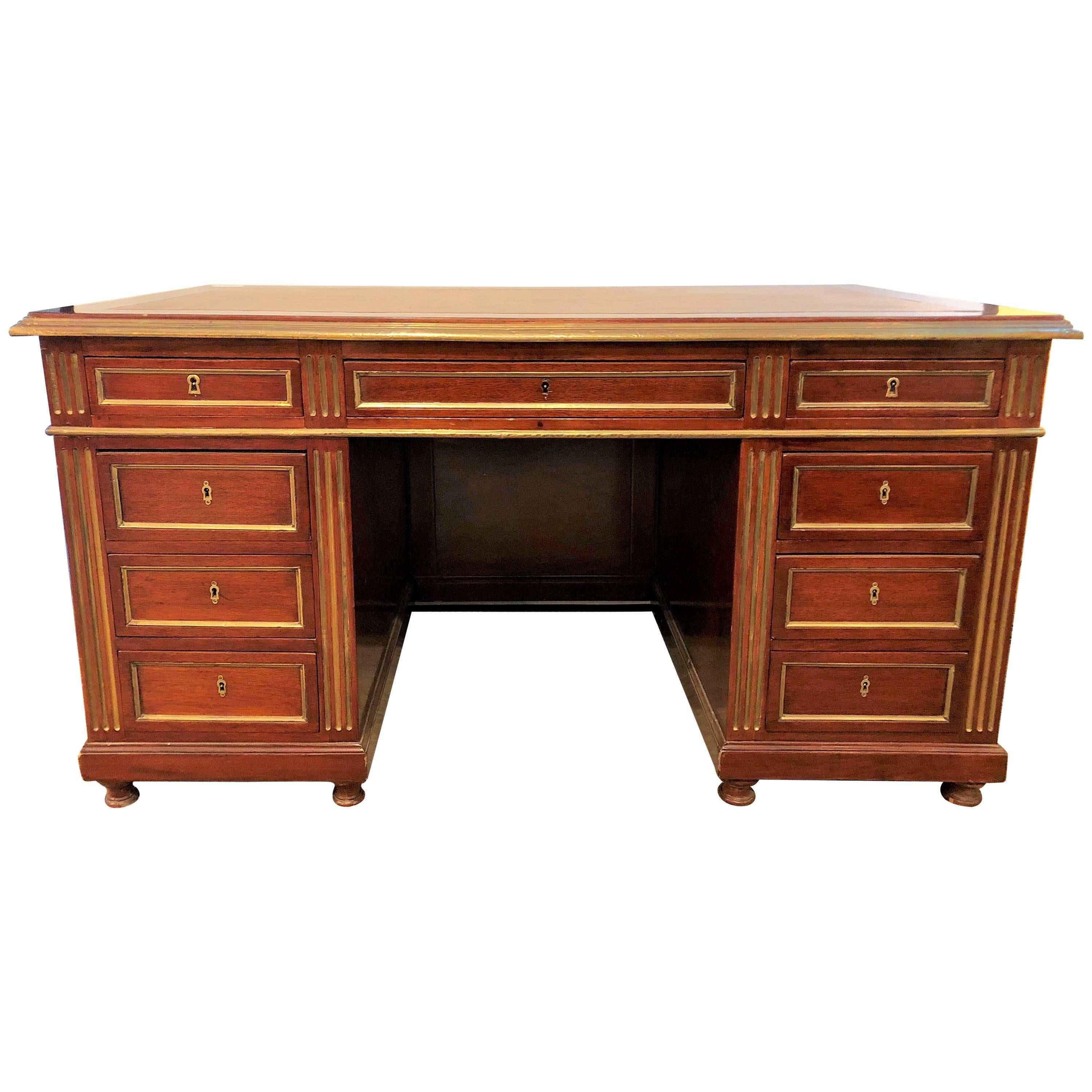 19th Century Russian Neoclassical Desk with a Leather Top