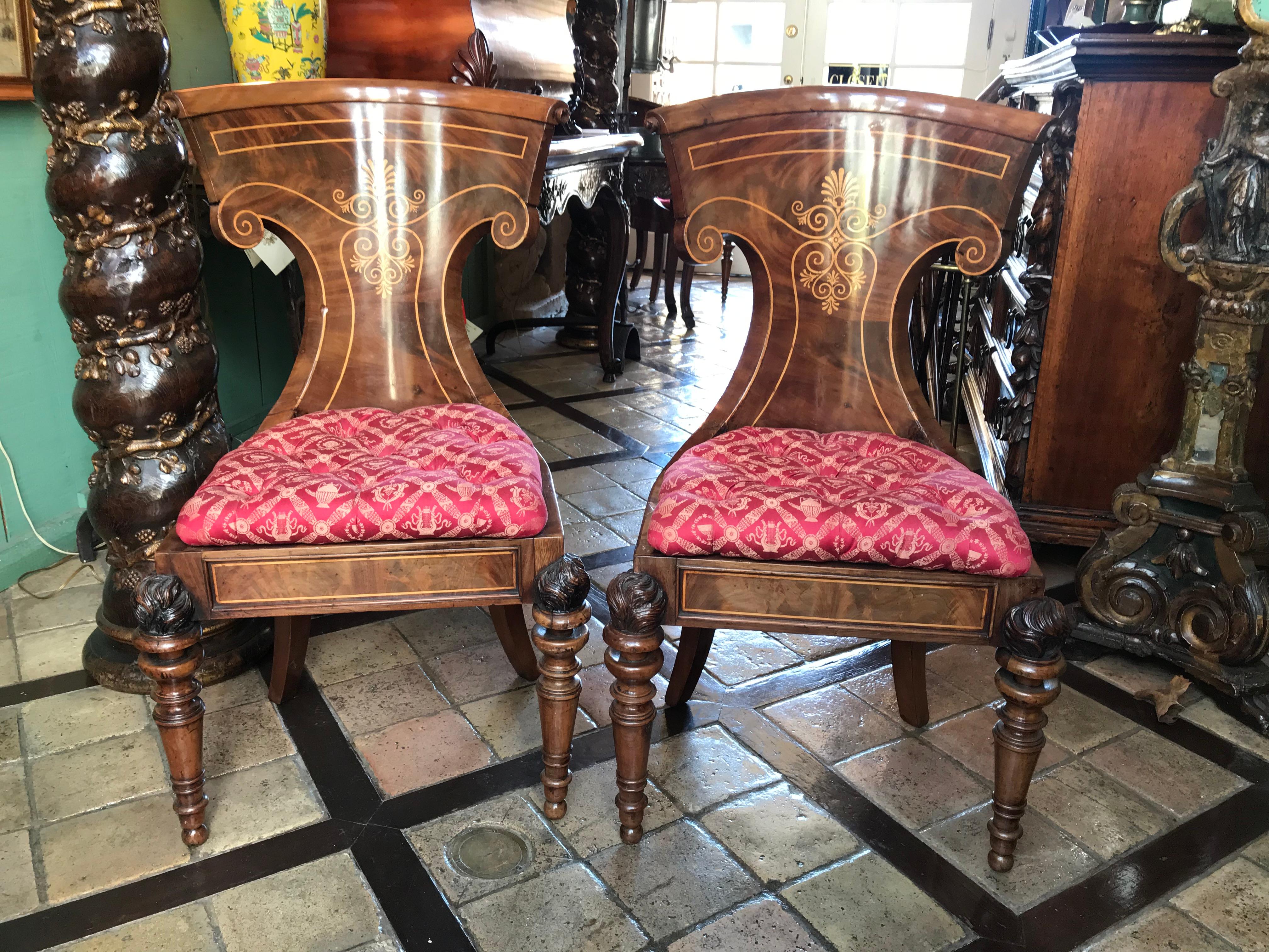 European 19th Century Russian Officer Chairs for a Desk Side Chair Hallway Neoclassical