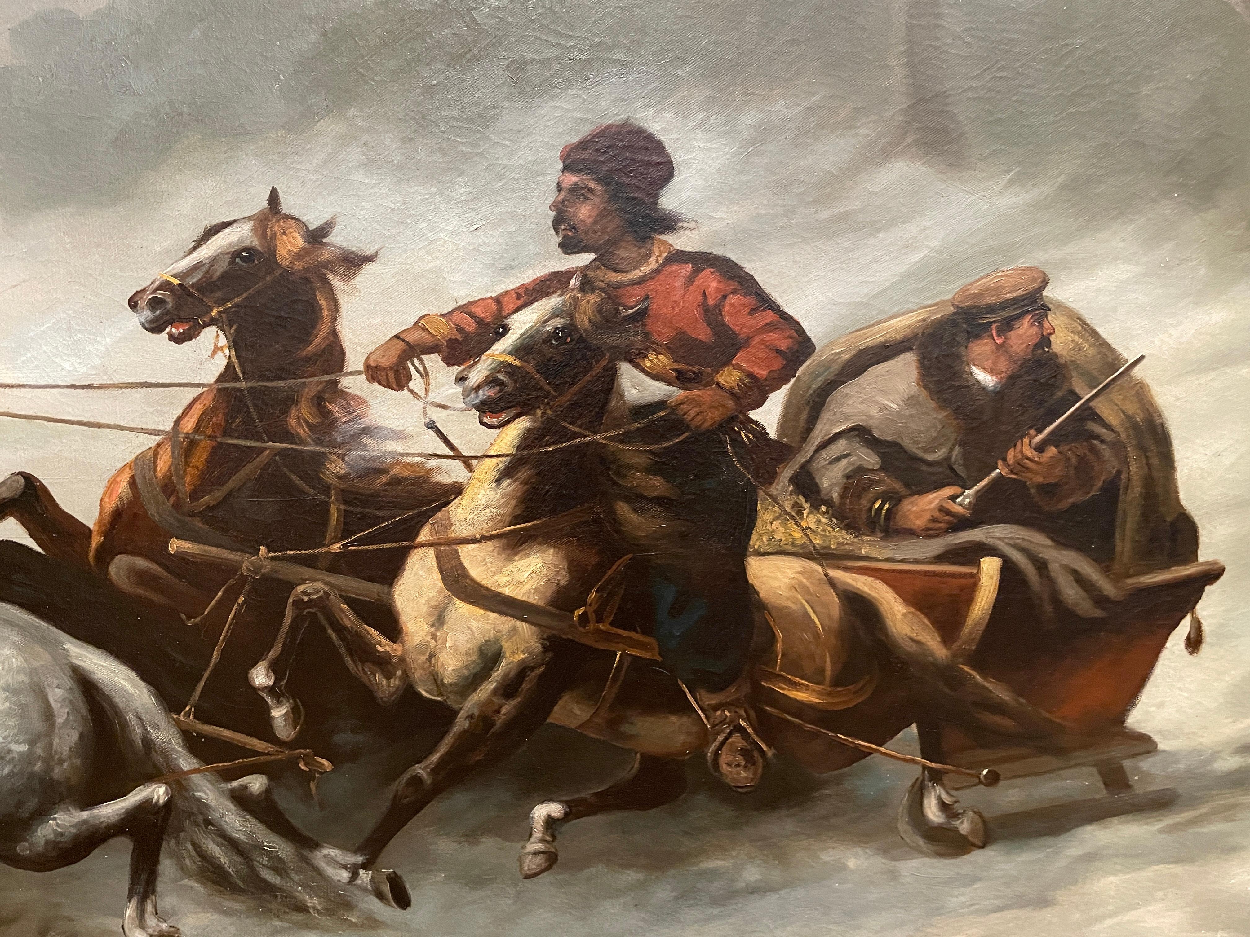 Doré Huile sur toile russe du XIXe siècle Scène de chasse en vente