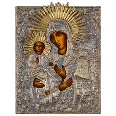 icône russe orthodoxe du 19ème siècle - Vierge et Enfant