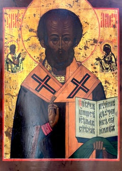 19th Century Russian Religious Icon of St. Nicholas