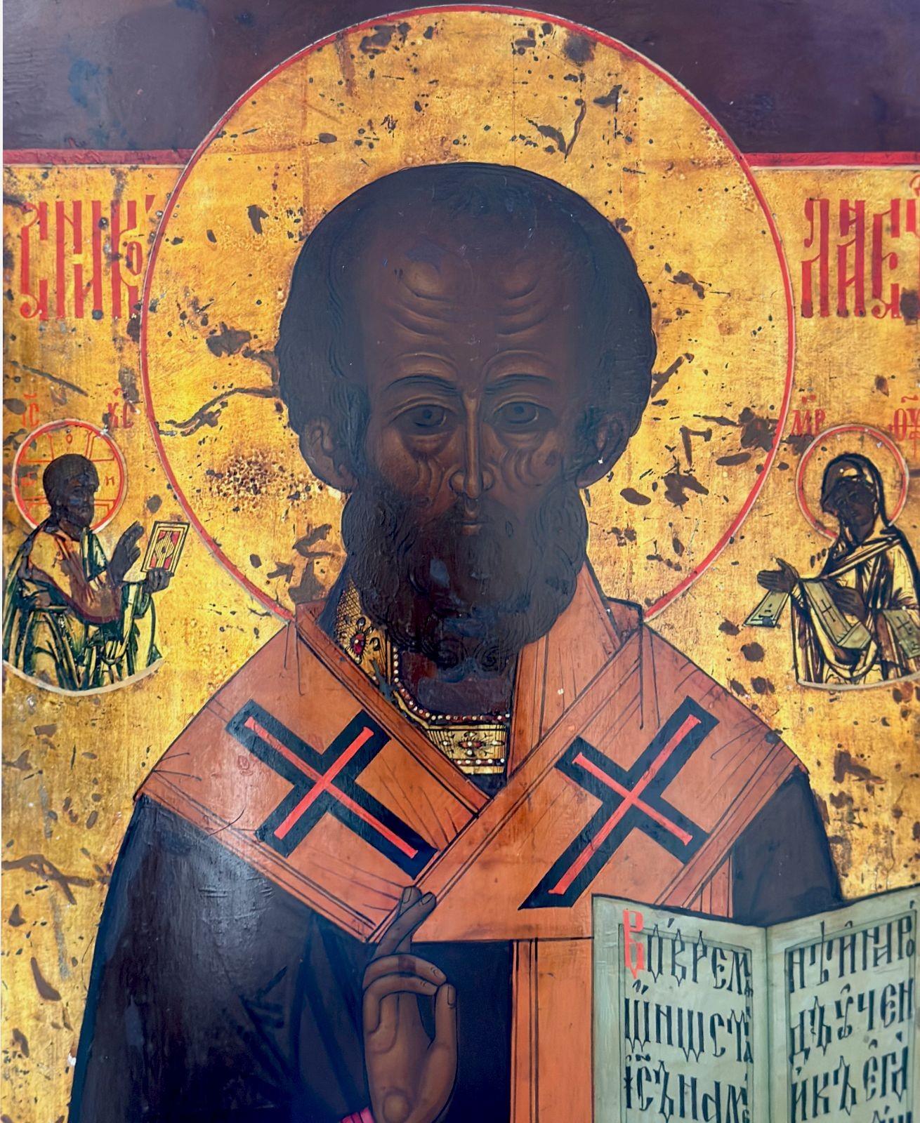 Icono religioso ruso del siglo XIX de San Nicolás Ruso en venta