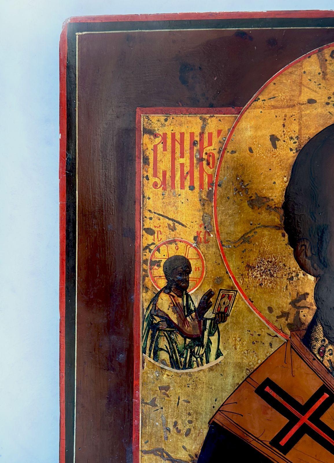 Icono religioso ruso del siglo XIX de San Nicolás en Bueno estado para la venta en Los Angeles, CA