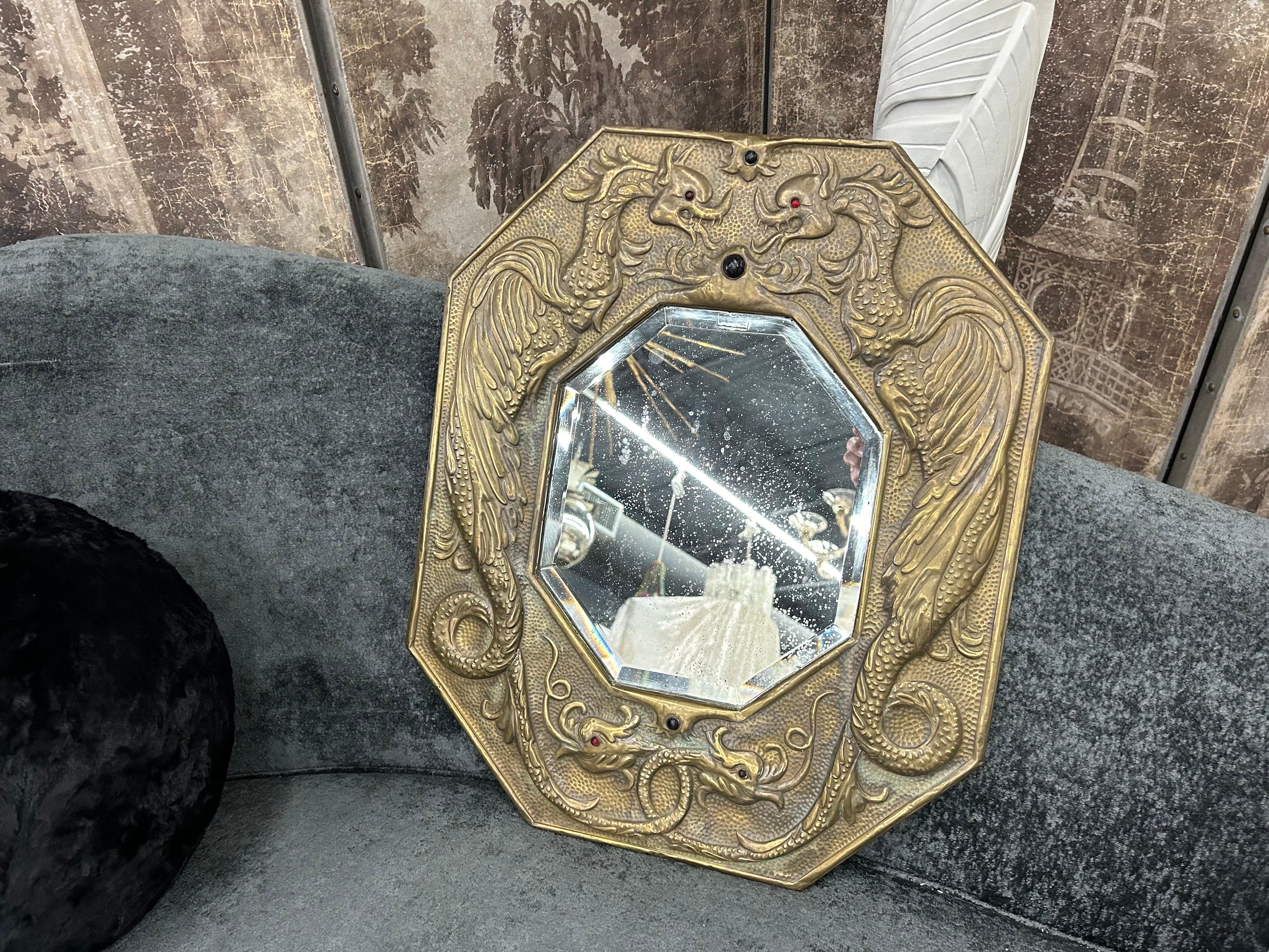 Miroir russe en laiton du XIXe siècle Bon état - En vente à Houston, TX