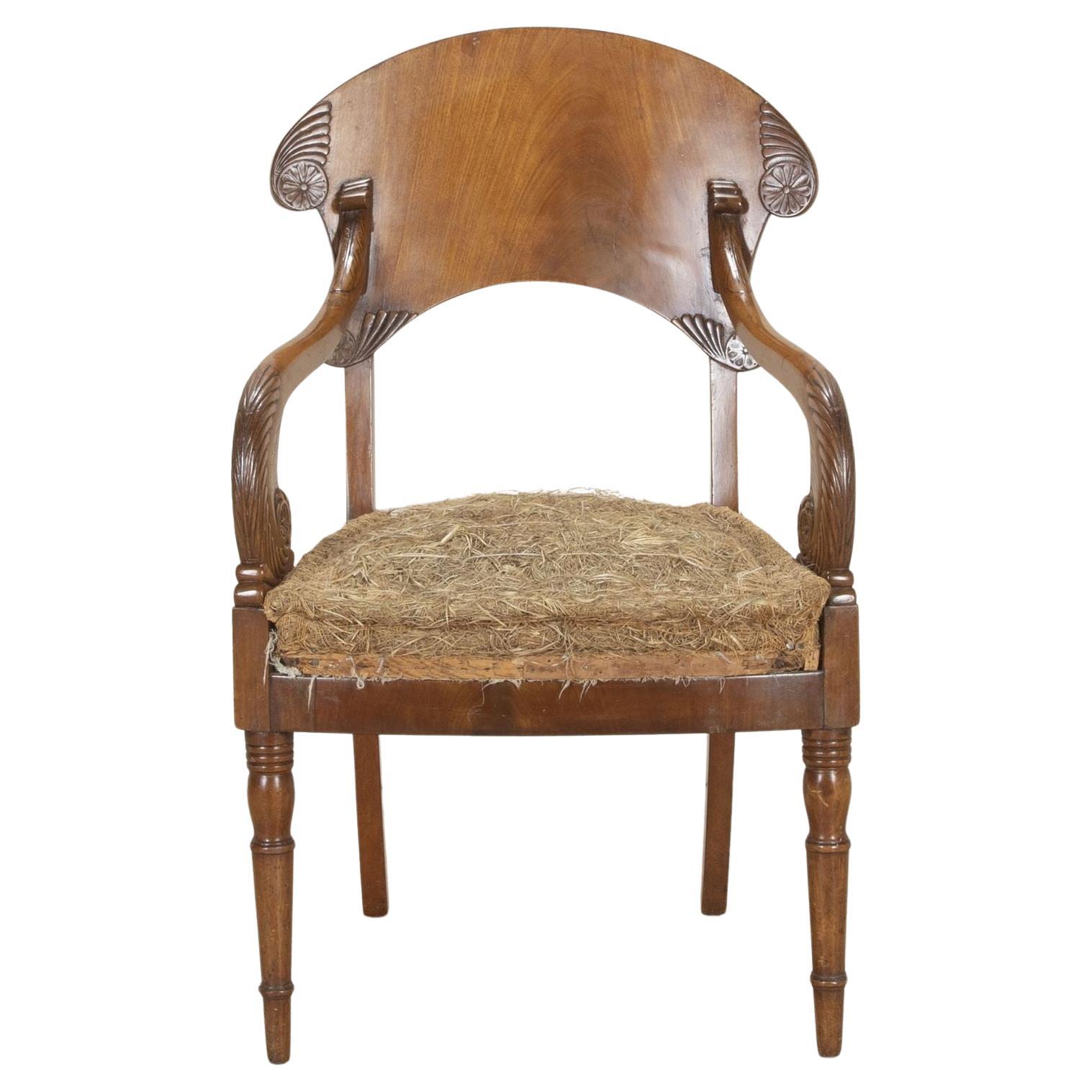 19th Century Russian Satinwood Open Armchair For Sale