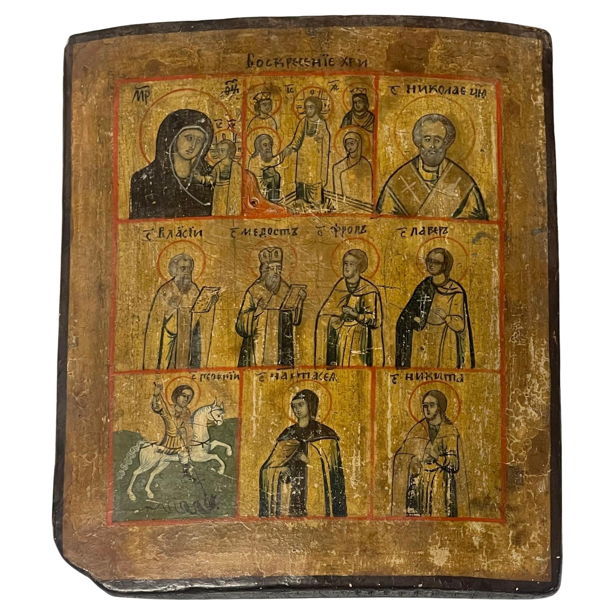 Icone della Russian School del XIX secolo con tre registri