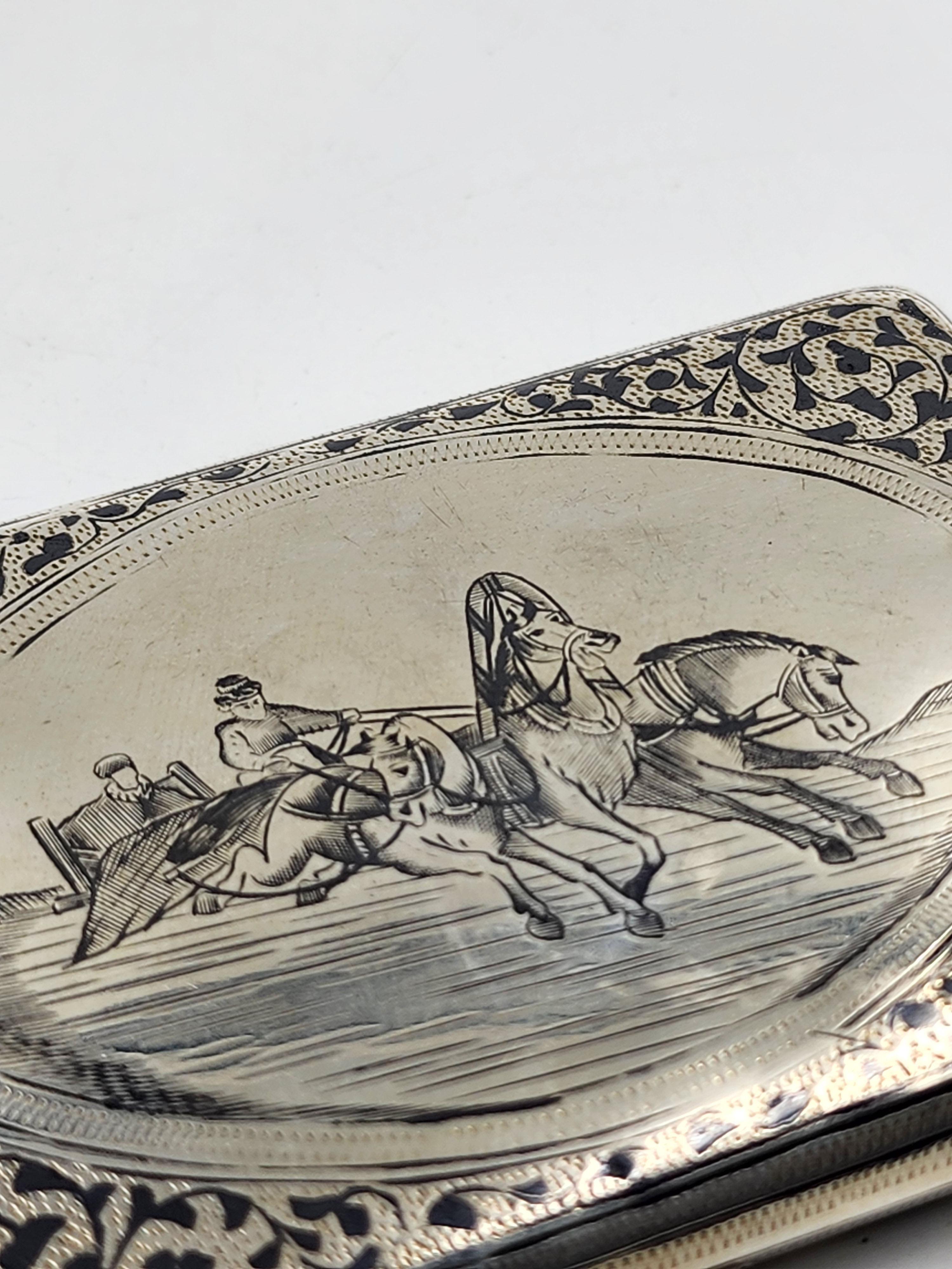 Belle Époque 19th Century Russian silver and nickel plated tobacco box 