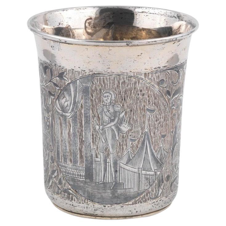 Women's or Men's 19th Century Russian Silver And Niello Beaker For Sale