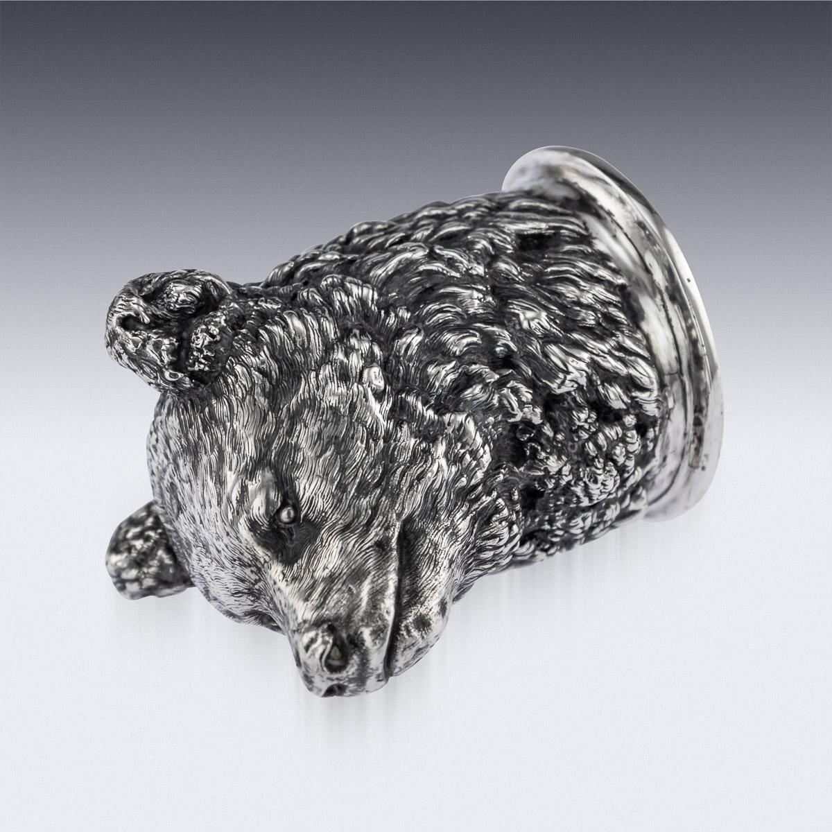 19th Century Russian Silver Bear Stirrup Cup by Nicholls & Plincke, circa 1860 3