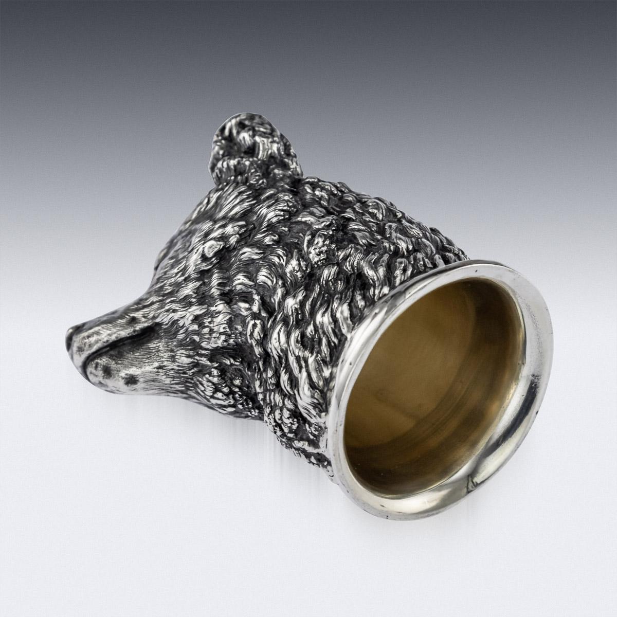 19th Century Russian Silver Bear Stirrup Cup by Nicholls & Plincke, circa 1860 4