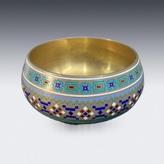 19th Century Russian Silver & Champleve Enamel Salt, Nemirov Kolodkin, c.1890
