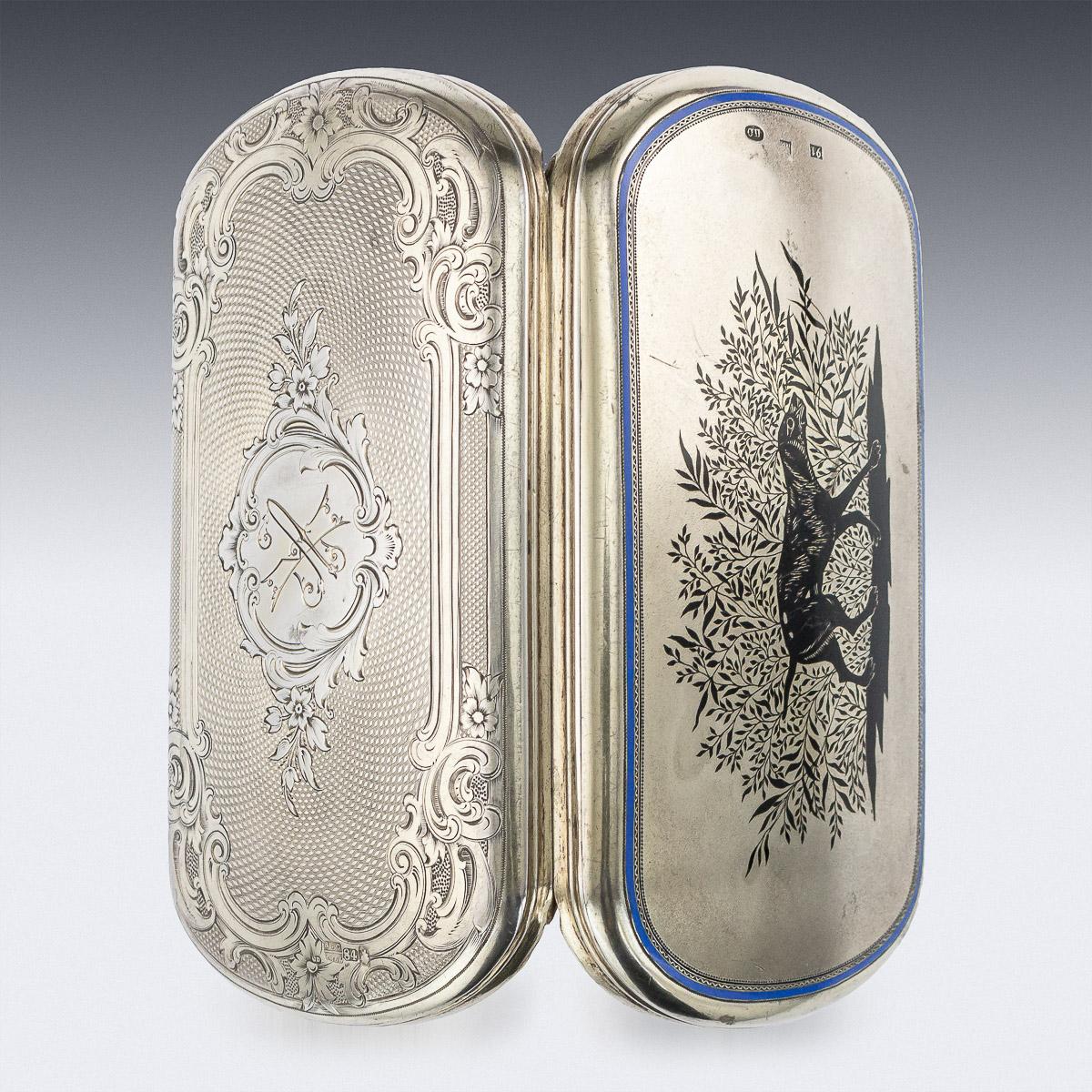 19th Century Russian Silver & Enamel Cigarette Case, by Ovchinnikov, circa 1866 3