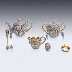 19th Century Russian Silver & Enamel Tea Service, Moscow, c.1890