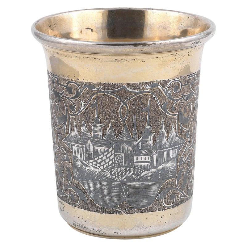 Women's or Men's 19th Century Russian Silver-Gilt And Niello Beaker For Sale