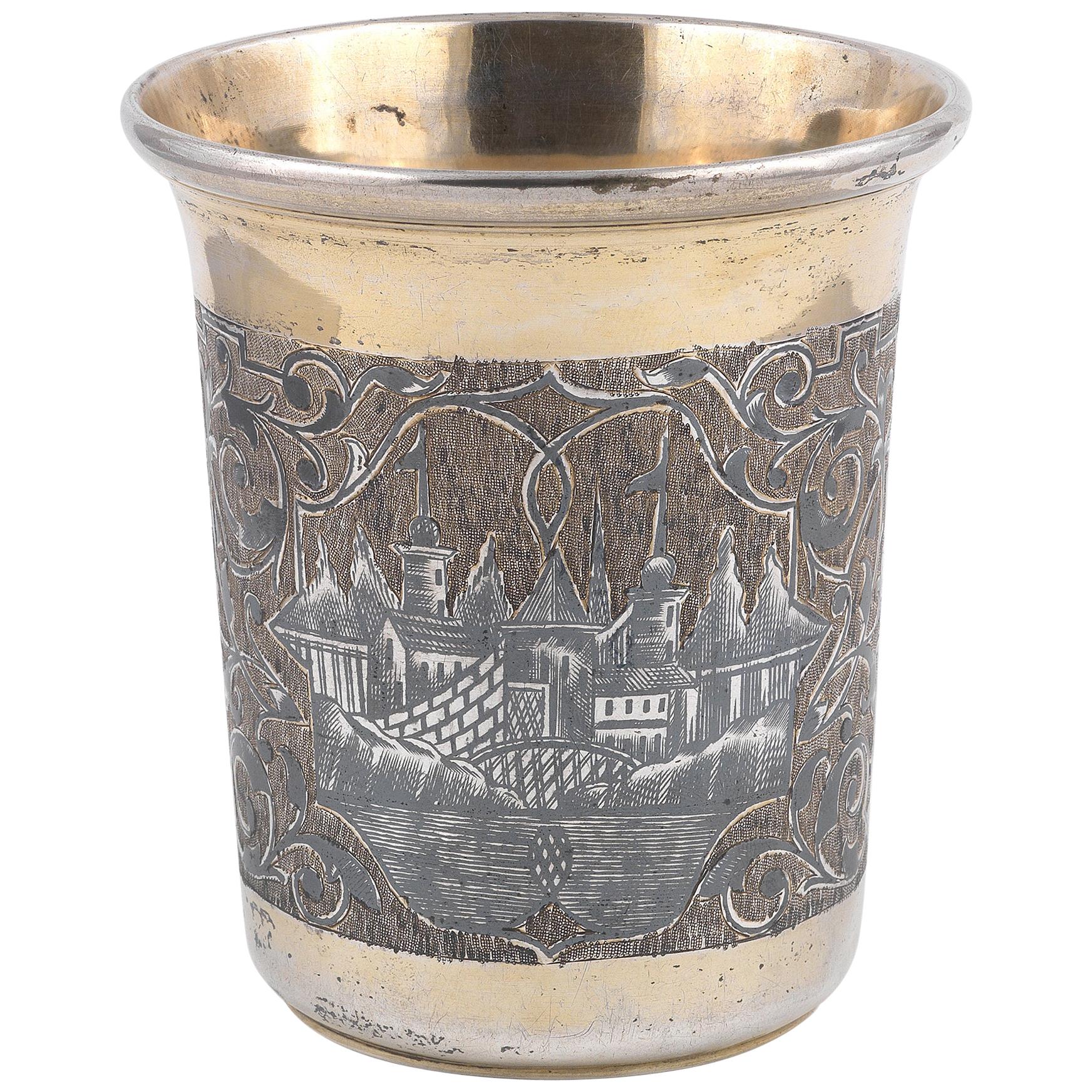 19th Century Russian Silver-Gilt And Niello Beaker For Sale