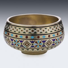 19th Century Russian Silver Gilt & Champleve Enamel Salt, Orest Kurlukov, c.1890