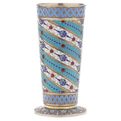 Antique 19th Century Russian Silver-Gilt & Enamel Beaker, Kuzmichev, c.1895