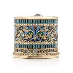 19th Century Russian Silver-Gilt & Enamel Tea Glass Holder, Ovchinnikov, c.1880