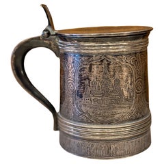 Antique 19th Century Russian Silver Niello Tankard, Moscow, 1854