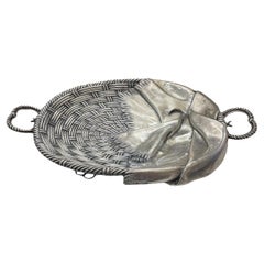 Antique 19th Century Russian Silver Trompe L'oeil Basket By Khlebnikov, Moscow, c.1878