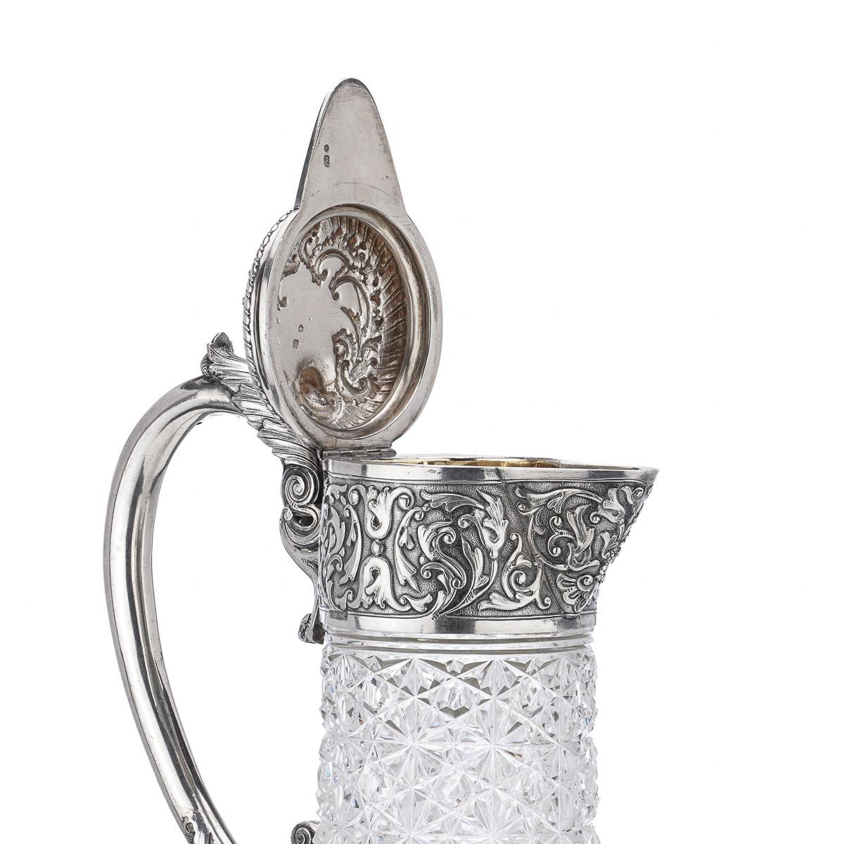 19th Century Russian Solid Silver & Cut Glass Claret Jug, Moscow, c.1890 4