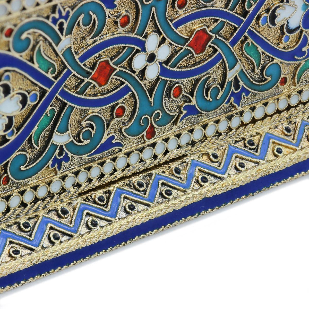 19th Century Russian Solid Silver & Enamel Stamp Box, c.1888 7