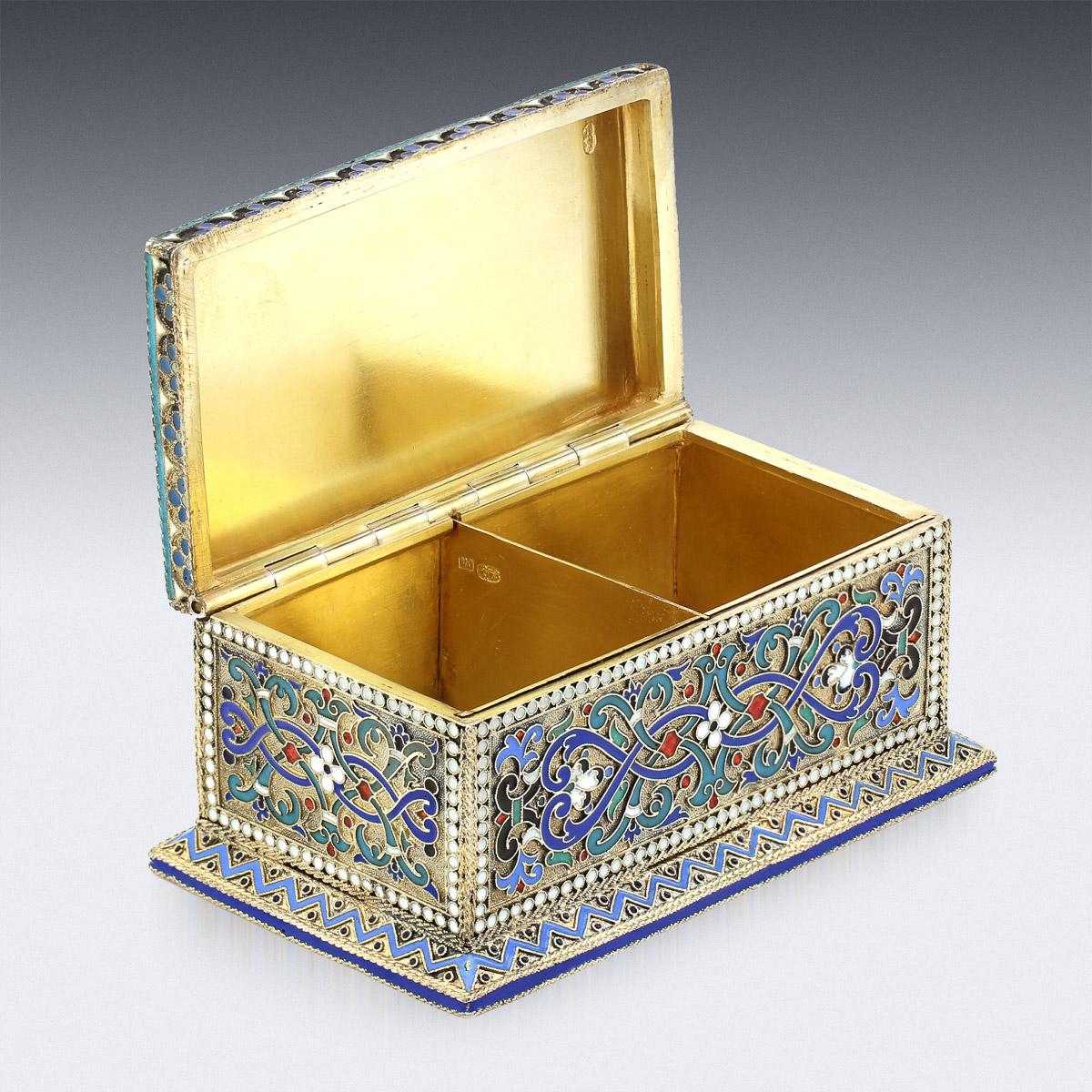 19th Century Russian Solid Silver & Enamel Stamp Box, c.1888 3