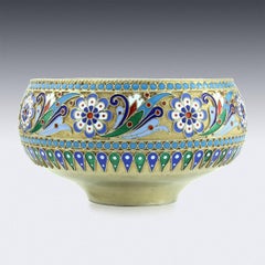 19th Century Russian Solid Silver-Gilt & Enamel Bowl, Ovchinnikov, c.1895