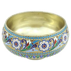 19th Century Russian Solid Silver-Gilt & Enamel Bowl, Ovchinnikov, c.1895