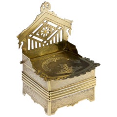 19th Century Russian Solid Silver-Gilt Trompe L'oeil Throne Salt, circa 1871